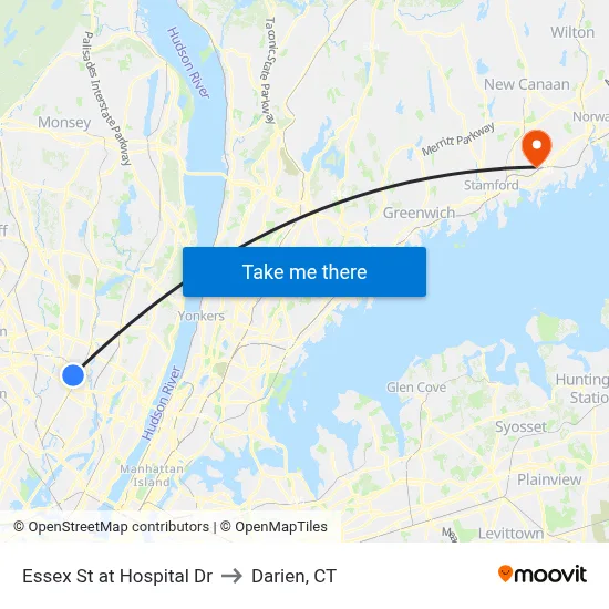 Essex St at Hospital Dr to Darien, CT map