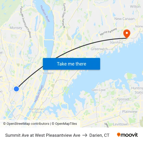 Summit Ave at West Pleasantview Ave to Darien, CT map