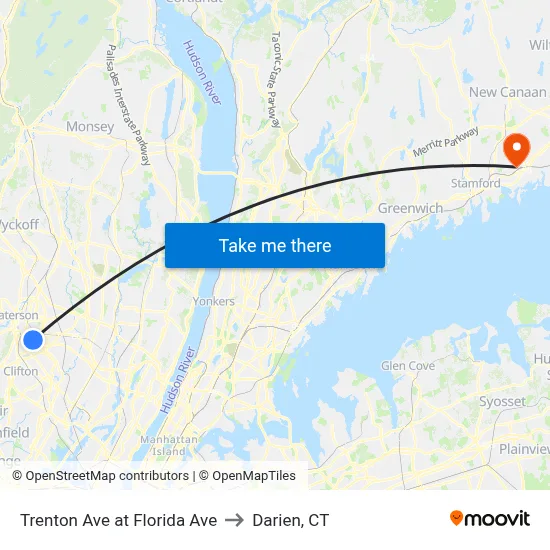 Trenton Ave at Florida Ave to Darien, CT map