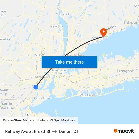 Rahway Ave at Broad St to Darien, CT map