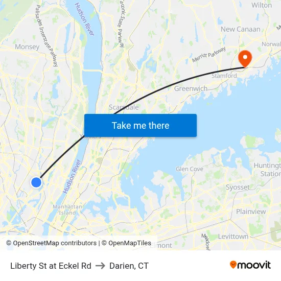 Liberty St at Eckel Rd to Darien, CT map