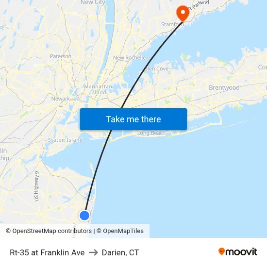 Rt-35 at Franklin Ave to Darien, CT map