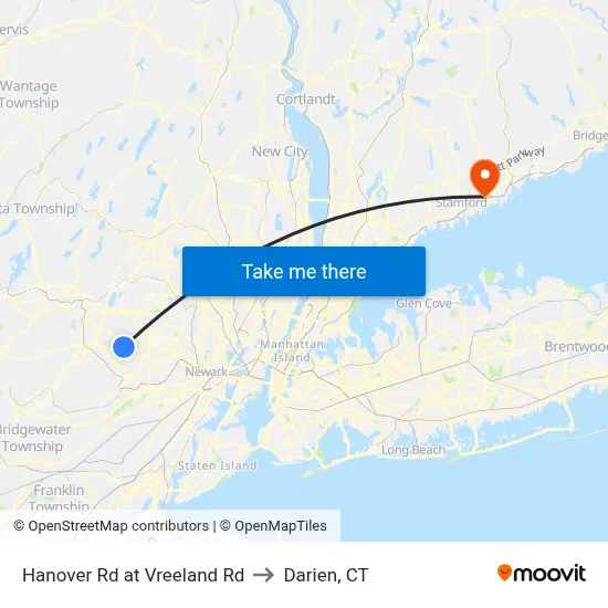 Hanover Rd at Vreeland Rd to Darien, CT map