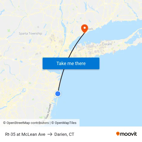 Rt-35 at McLean Ave to Darien, CT map