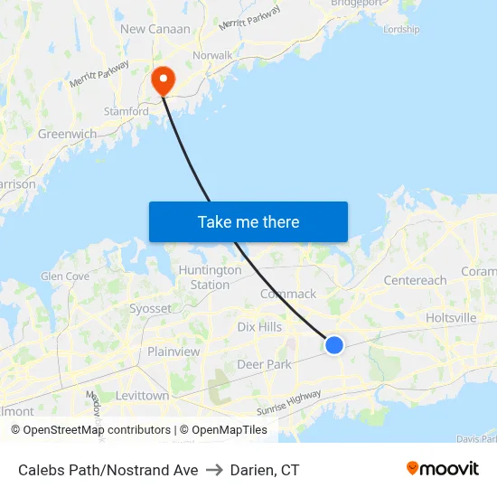 Calebs Path/Nostrand Ave to Darien, CT map