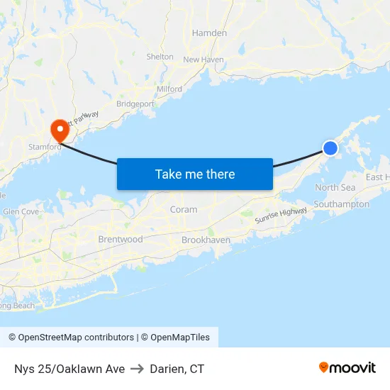 Nys 25/Oaklawn Ave to Darien, CT map