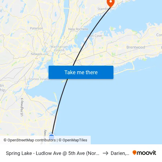 Spring Lake - Ludlow Ave @ 5th Ave (Northbound) to Darien, CT map