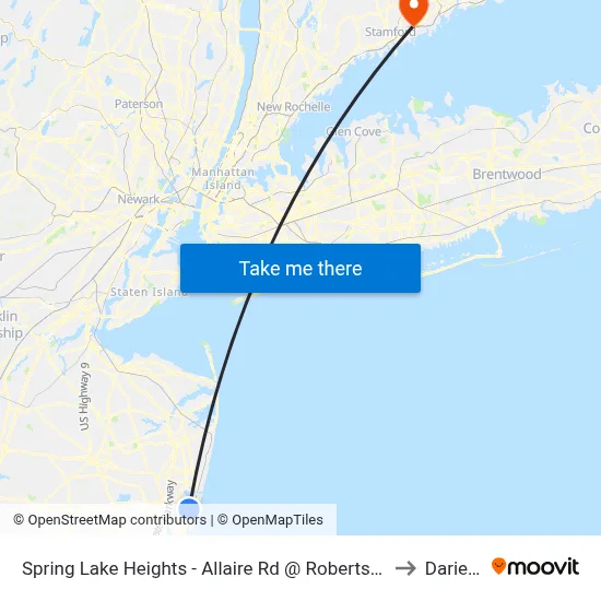 Spring Lake Heights - Allaire Rd @ Robertson Park (Southbound) to Darien, CT map