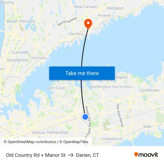 Old Country Rd + Manor St to Darien, CT map