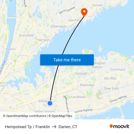 Hempstead Tp / Franklin to Darien, CT map