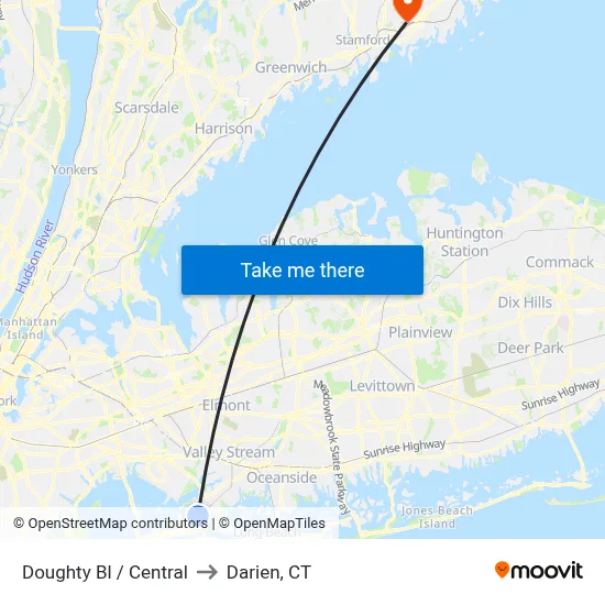 Doughty Bl / Central to Darien, CT map