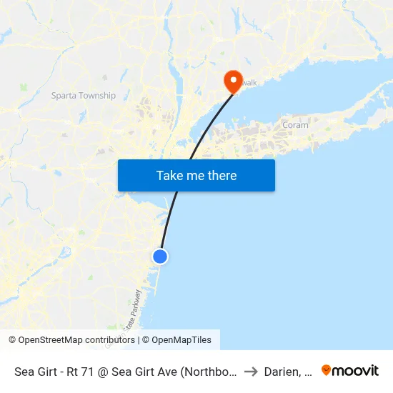 Sea Girt - Rt 71 @ Sea Girt Ave (Northbound) to Darien, CT map