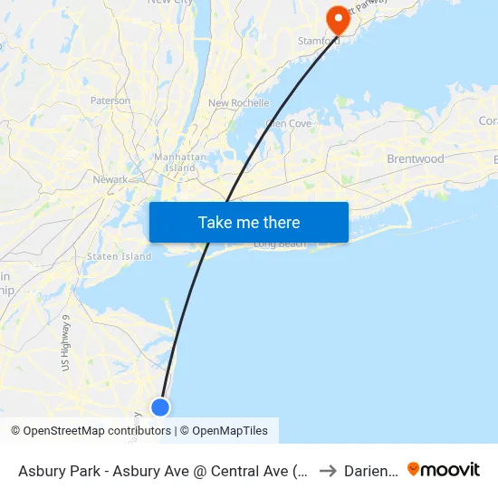 Asbury Park - Asbury Ave @ Central Ave (Northbound) to Darien, CT map