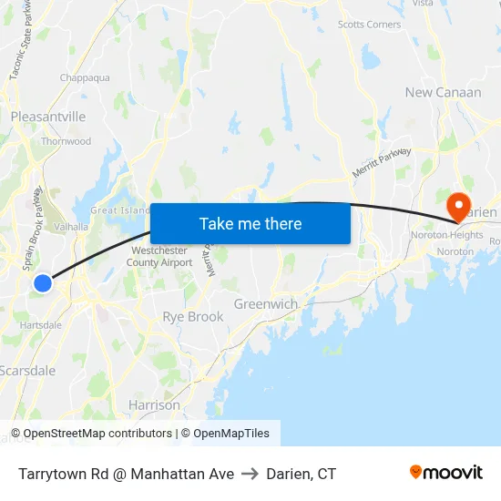 Tarrytown Rd @ Manhattan Ave to Darien, CT map
