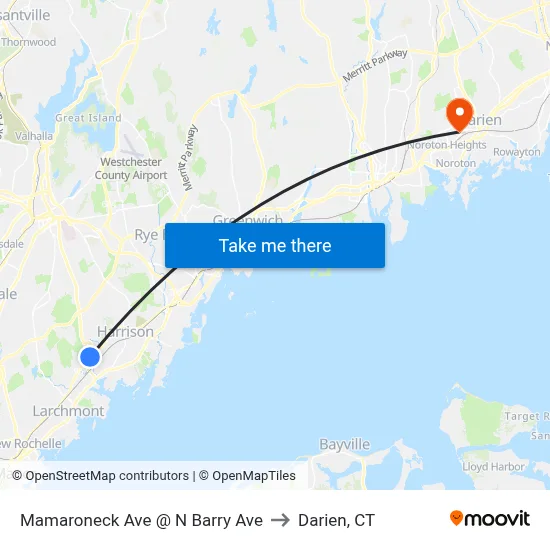 Mamaroneck Ave @ N Barry Ave to Darien, CT map