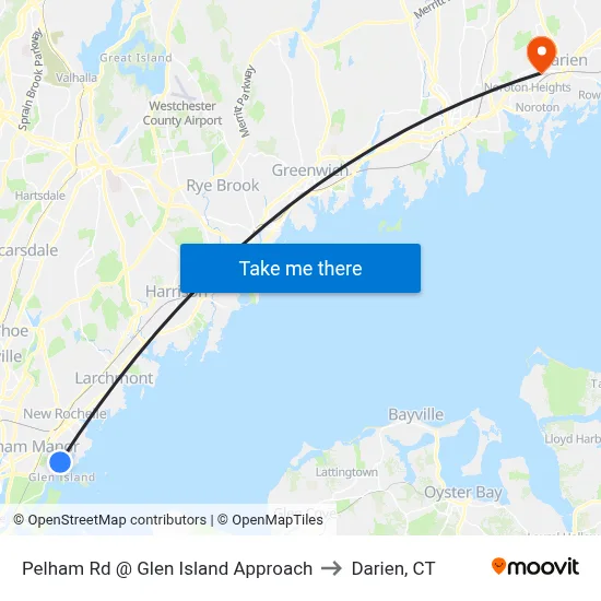 Pelham Rd @ Glen Island Approach to Darien, CT map