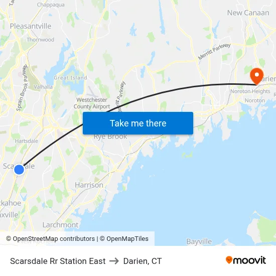Scarsdale Rr Station East to Darien, CT map