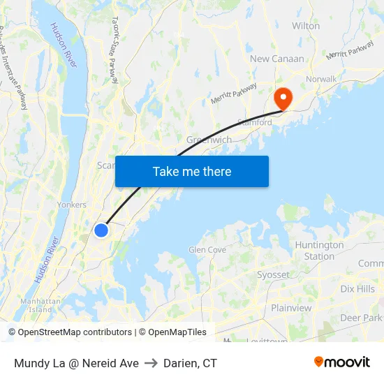 Mundy La @ Nereid Ave to Darien, CT map