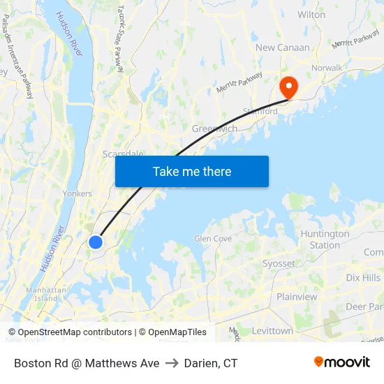 Boston Rd @ Matthews Ave to Darien, CT map