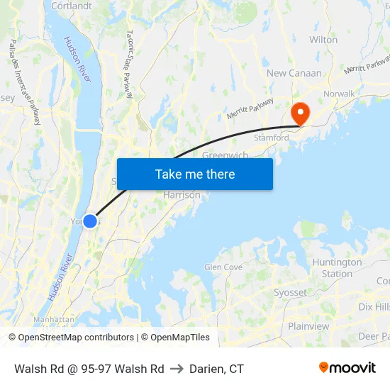 Walsh Rd @ 95-97 Walsh Rd to Darien, CT map