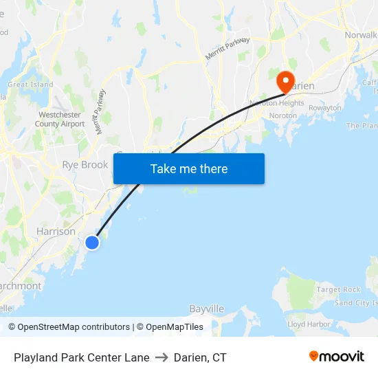 Playland Park Center Lane to Darien, CT map
