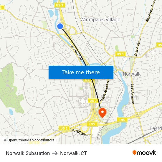 Norwalk Substation to Norwalk, CT map