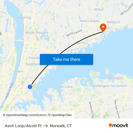 Asch Loop/Alcott Pl to Norwalk, CT map