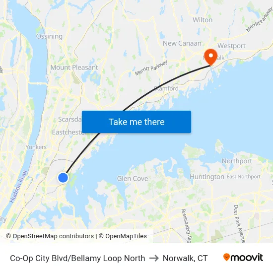 Co-Op City Blvd/Bellamy Loop North to Norwalk, CT map