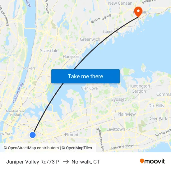 Juniper Valley Rd/73 Pl to Norwalk, CT map