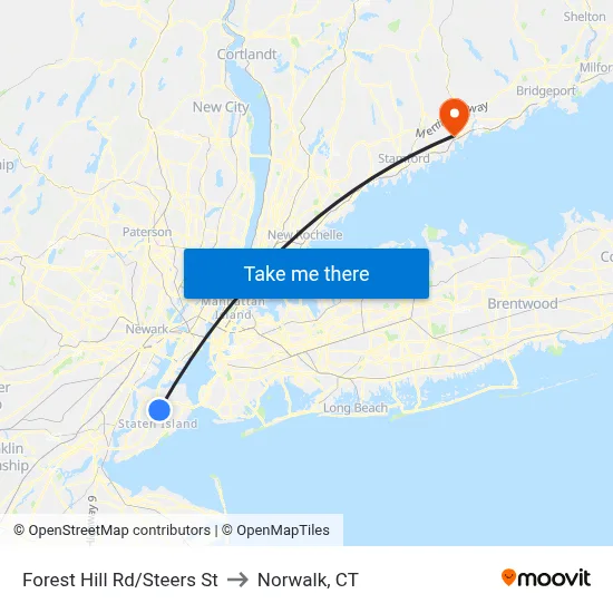 Forest Hill Rd/Steers  St to Norwalk, CT map