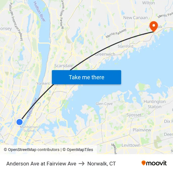 Anderson Ave at Fairview Ave to Norwalk, CT map