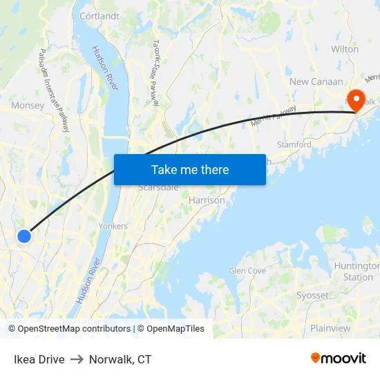 Ikea Drive to Norwalk, CT map