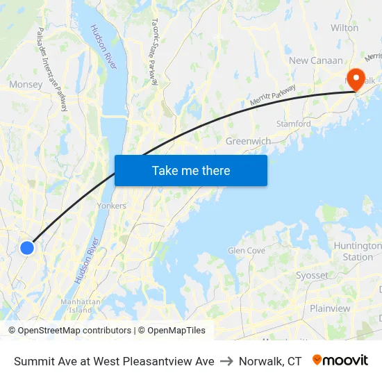 Summit Ave at West Pleasantview Ave to Norwalk, CT map