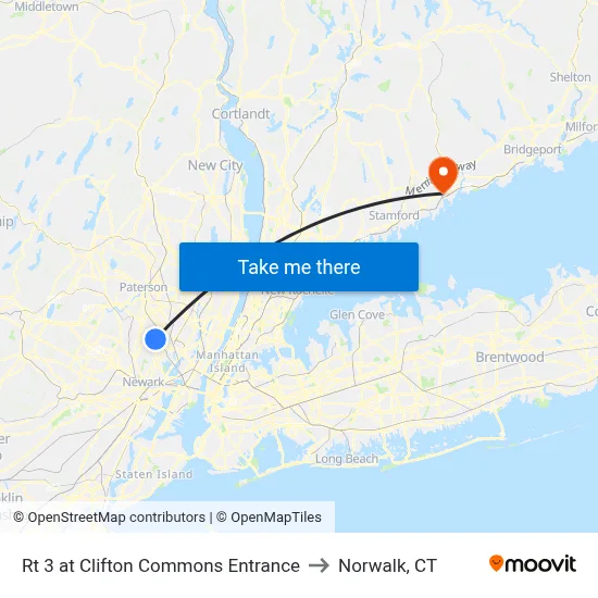 Rt 3 at Clifton Commons Entrance to Norwalk, CT map