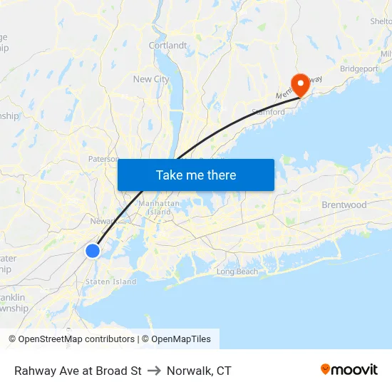 Rahway Ave at Broad St to Norwalk, CT map