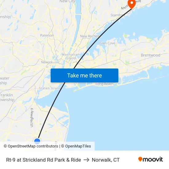 Rt-9 at Strickland Rd Park & Ride to Norwalk, CT map