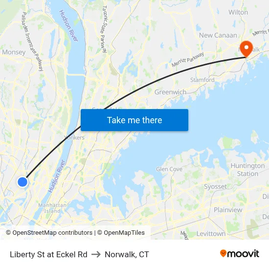 Liberty St at Eckel Rd to Norwalk, CT map