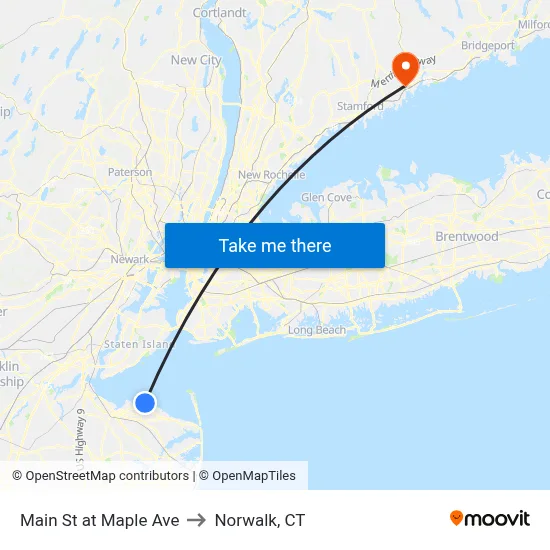 Main St at Maple Ave to Norwalk, CT map