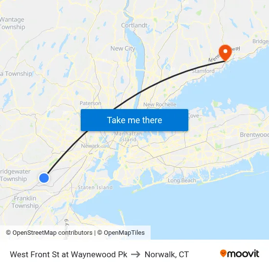 West Front St at Waynewood Pk to Norwalk, CT map