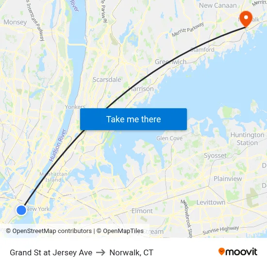 Grand St at Jersey Ave to Norwalk, CT map