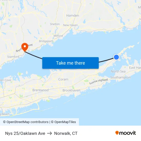 Nys 25/Oaklawn Ave to Norwalk, CT map
