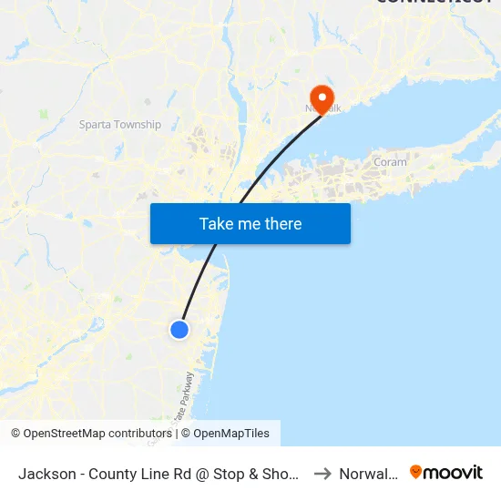 Jackson - County Line Rd @ Stop & Shop (Southbound) to Norwalk, CT map