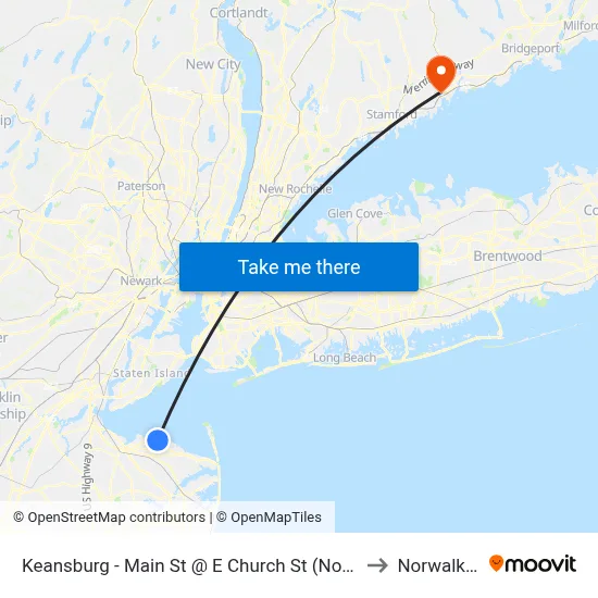 Keansburg -  Main St @ E Church St (Northbound) to Norwalk, CT map