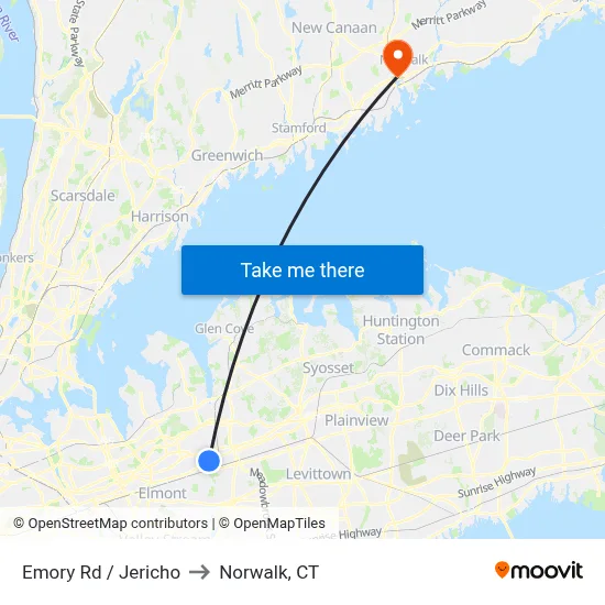 Emory Rd / Jericho to Norwalk, CT map