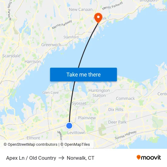 Apex Ln / Old Country to Norwalk, CT map