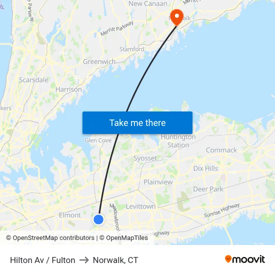 Hilton Av / Fulton to Norwalk, CT map