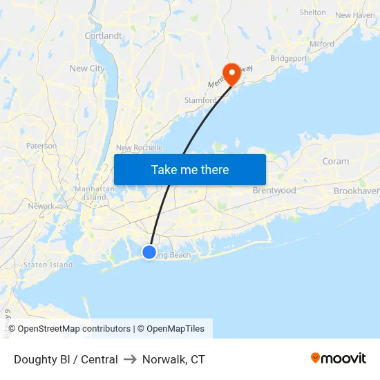 Doughty Bl / Central to Norwalk, CT map