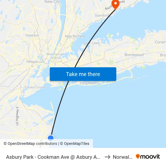Asbury Park - Cookman Ave @ Asbury Ave (Southbound) to Norwalk, CT map