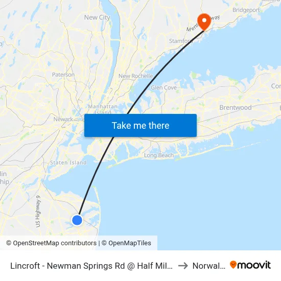 Lincroft - Newman Springs Rd @ Half Mile Rd (Northbound) to Norwalk, CT map