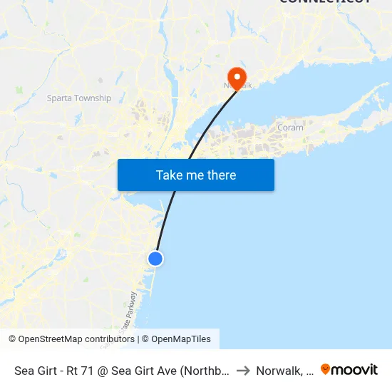 Sea Girt - Rt 71 @ Sea Girt Ave (Northbound) to Norwalk, CT map